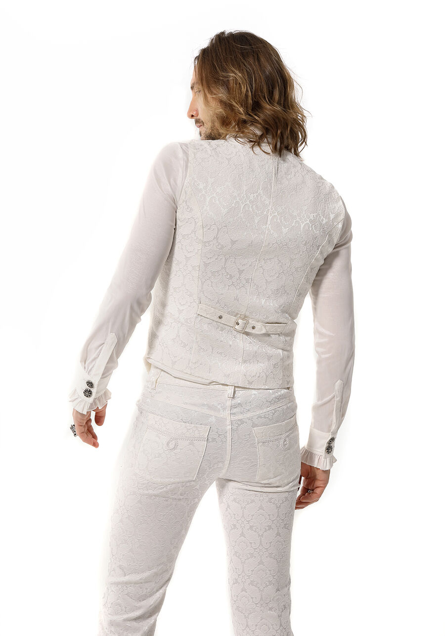 photo n°3 : Gilet Homme Gothique Steampunk Victorien Brocard blanc