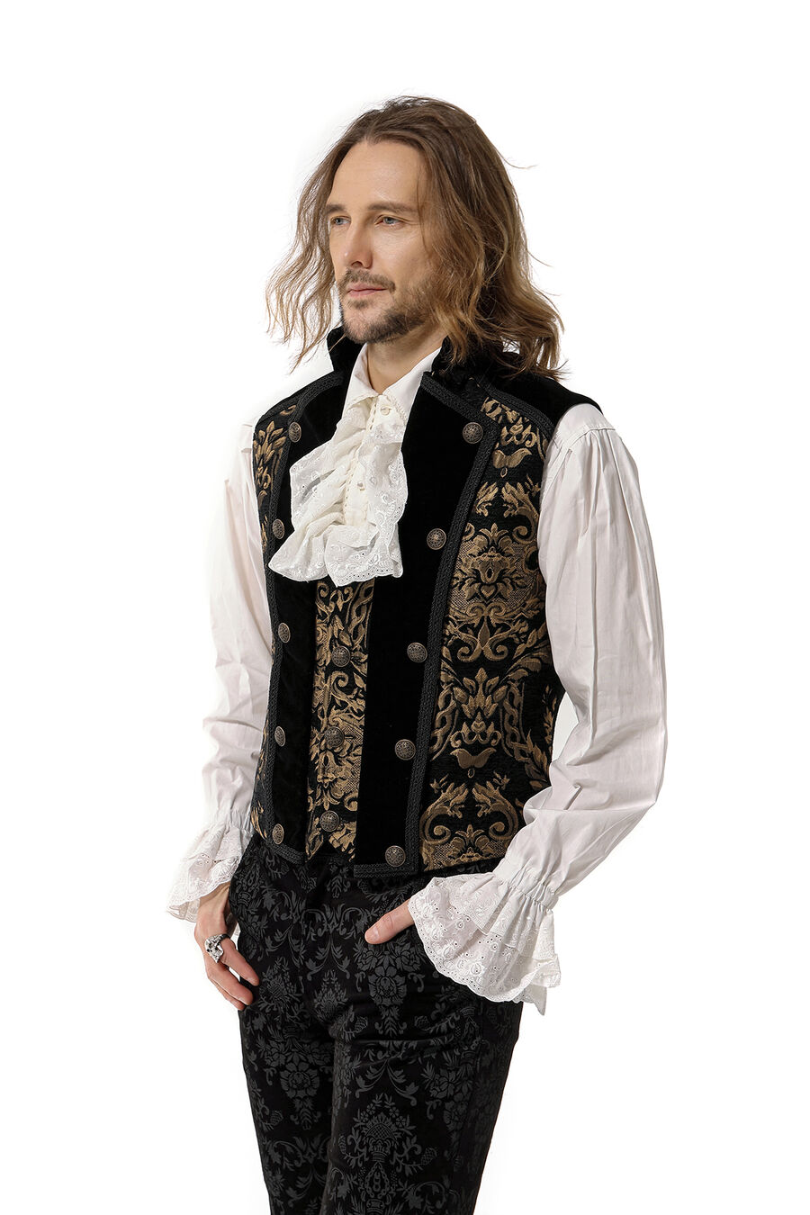 photo n°4 : Gilet Homme Gothique Steampunk Victorien Brocard gold