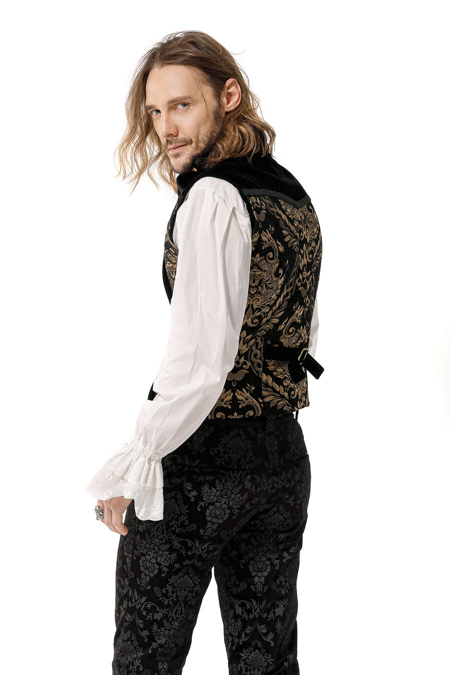 photo n°3 : Gilet Homme Gothique Steampunk Victorien Brocard gold