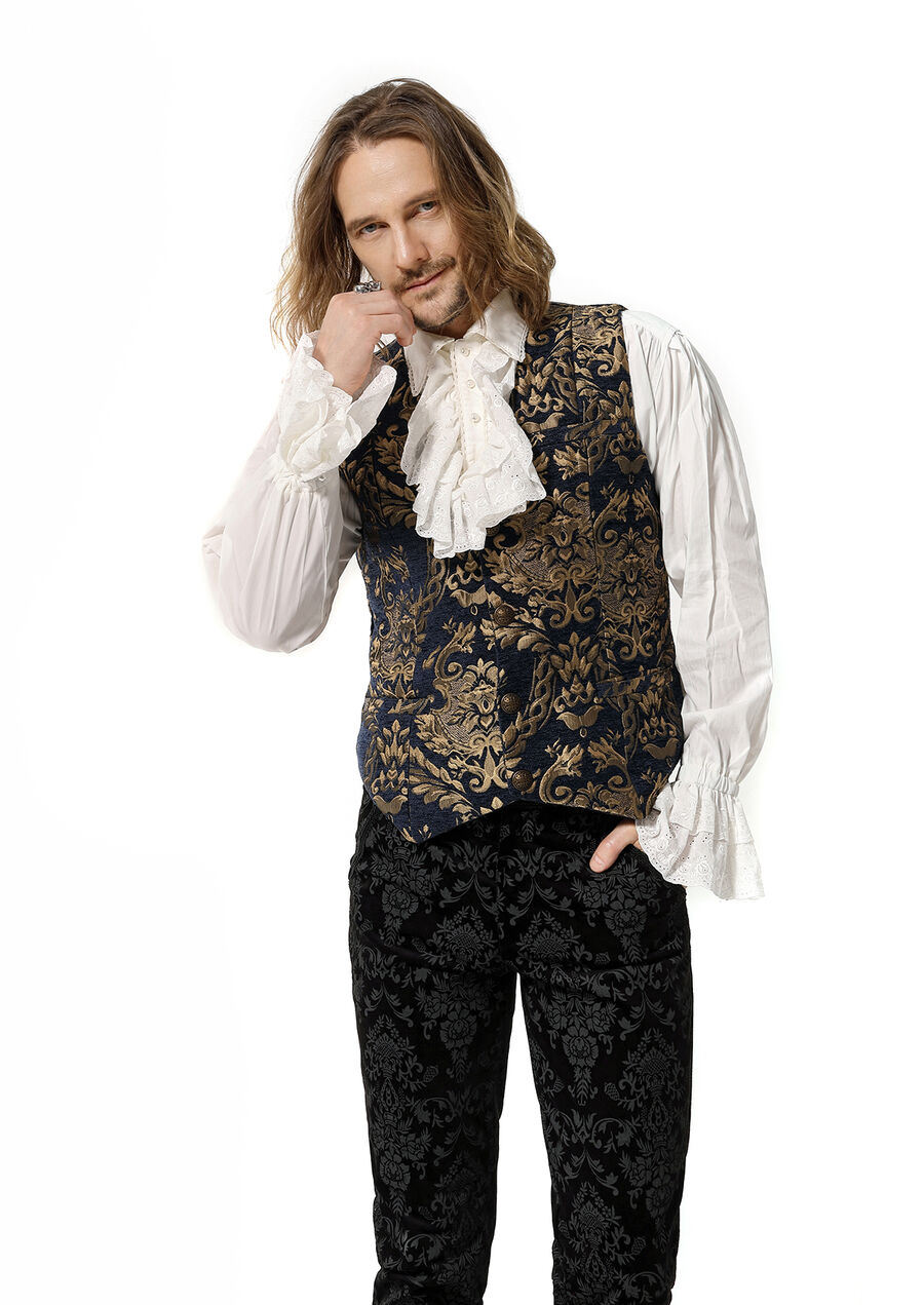 photo n°7 : Gilet Homme Gothique Steampunk Victorien Brocard bleu