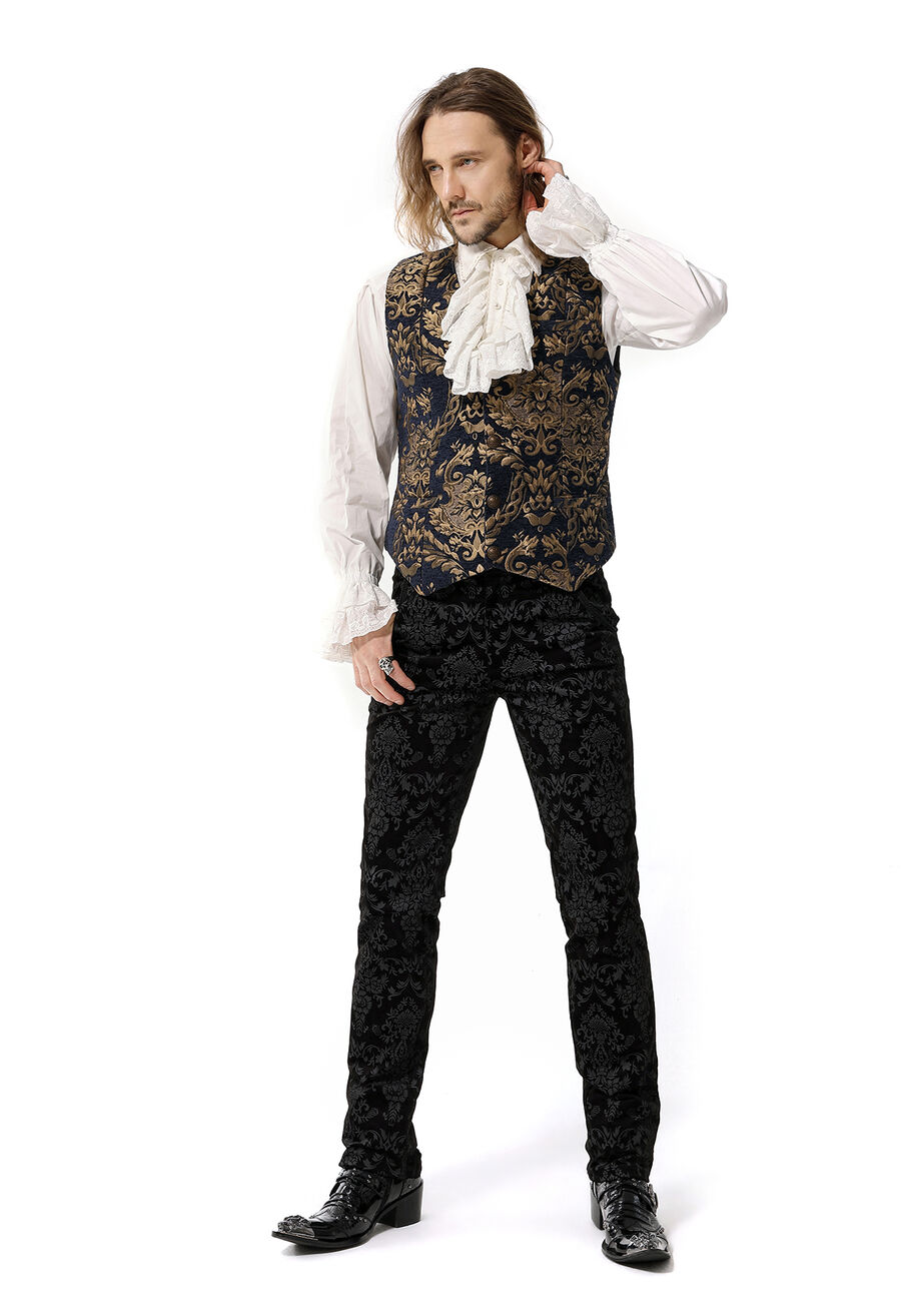 photo n°8 : Gilet Homme Gothique Steampunk Victorien Brocard bleu