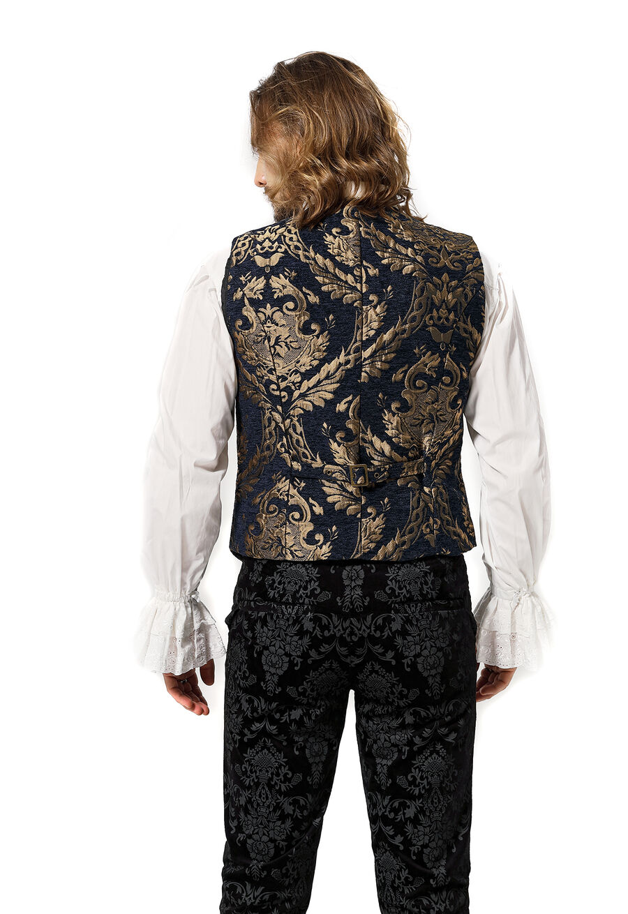 photo n°11 : Gilet Homme Gothique Steampunk Victorien Brocard bleu