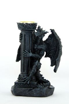 Bougeoir Gothique Dragon Noir