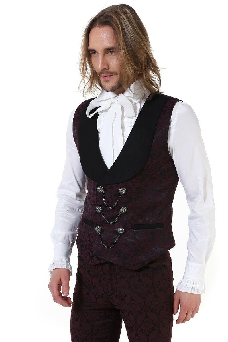 Gilet gothique aristocrate bordeaux pour homme