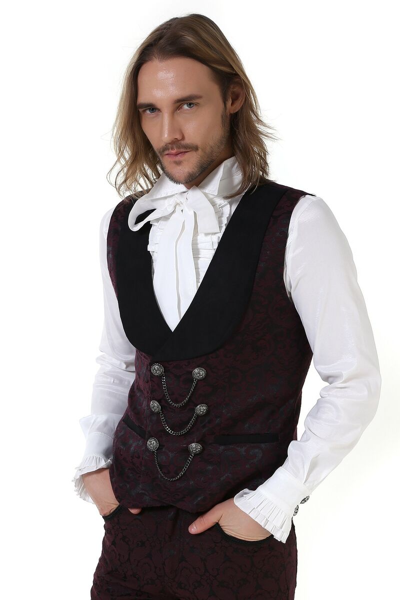 photo n°2 : Gilet gothique aristocrate bordeaux pour homme