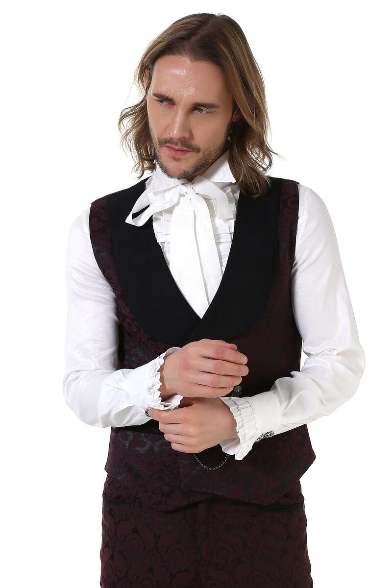 photo n°3 : Gilet gothique aristocrate bordeaux pour homme