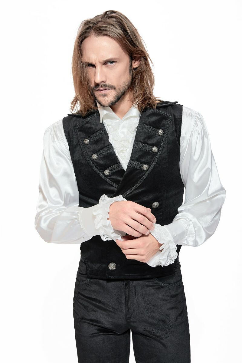 Gilet gothique en velours de soie pour homme