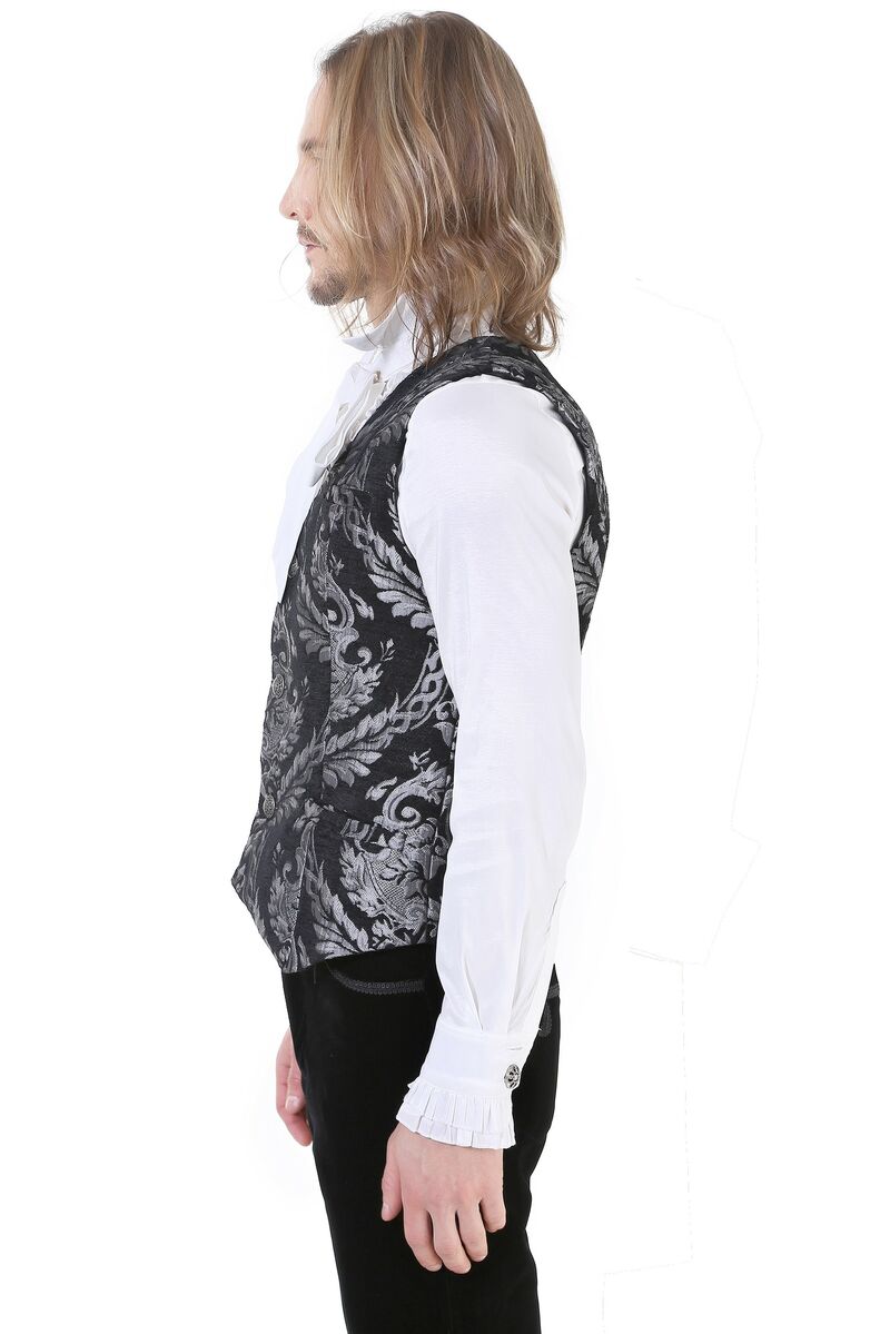 photo n°2 : Gilet Homme Gothique Steampunk Victorien Brocard gris