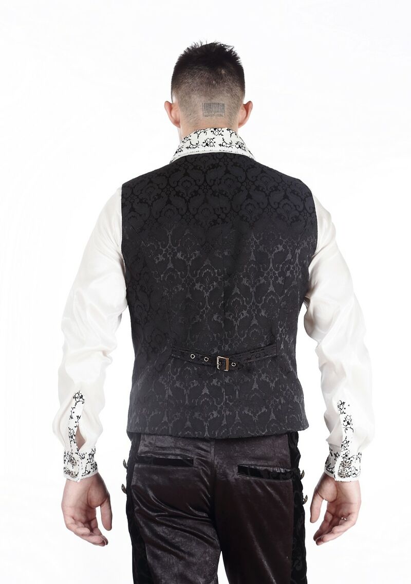 photo n°5 : Gilet Homme Gothique Steampunk Victorien Brocard Noir