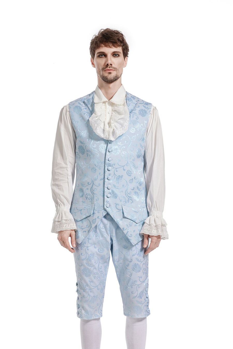 photo n°2 : Gilet Homme Gothique Steampunk Victorien Brocard blanc