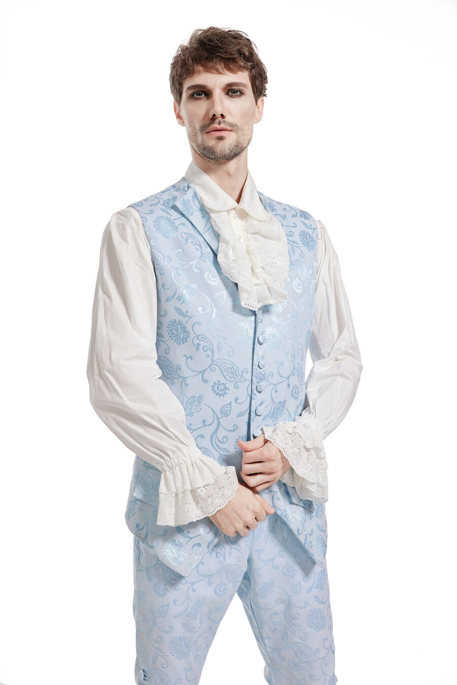 photo n°4 : Gilet Homme Gothique Steampunk Victorien Brocard blanc