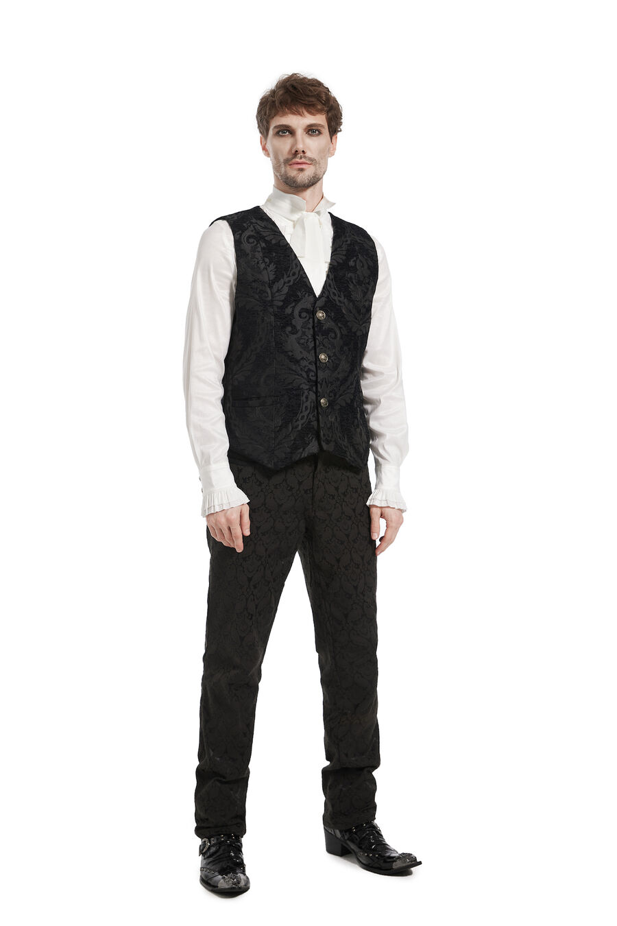 photo n°2 : Gilet Homme Gothique Steampunk Victorien Brocard black