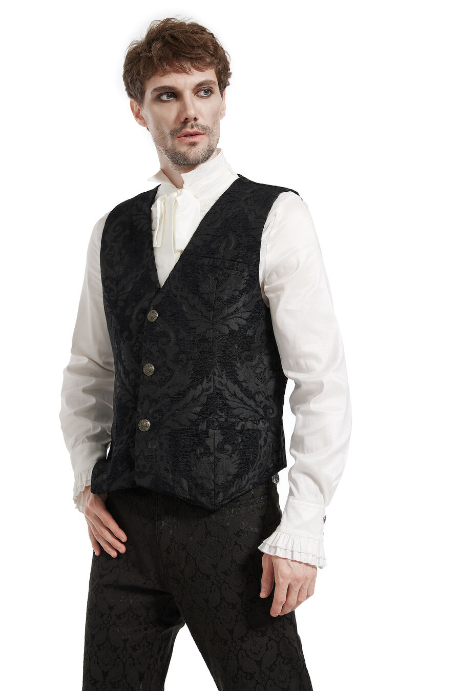 Gilet Homme Gothique Steampunk Victorien Brocard black