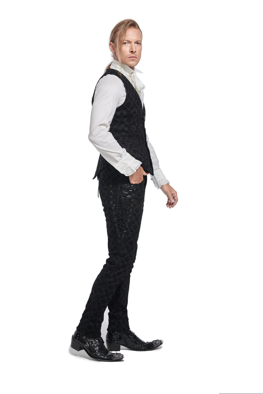 photo n°6 : Gilet Homme Gothique coton floqué velour Noir