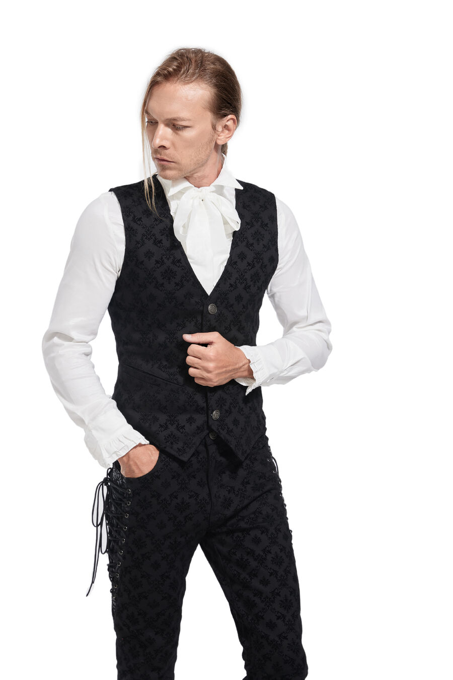 photo n°2 : Gilet Homme Gothique coton floqué velour Noir