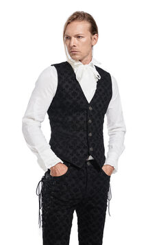 Gilet Homme Gothique coton floqué velour Noir