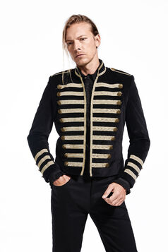 Veste officier homme velours liseré dorures pentagramme