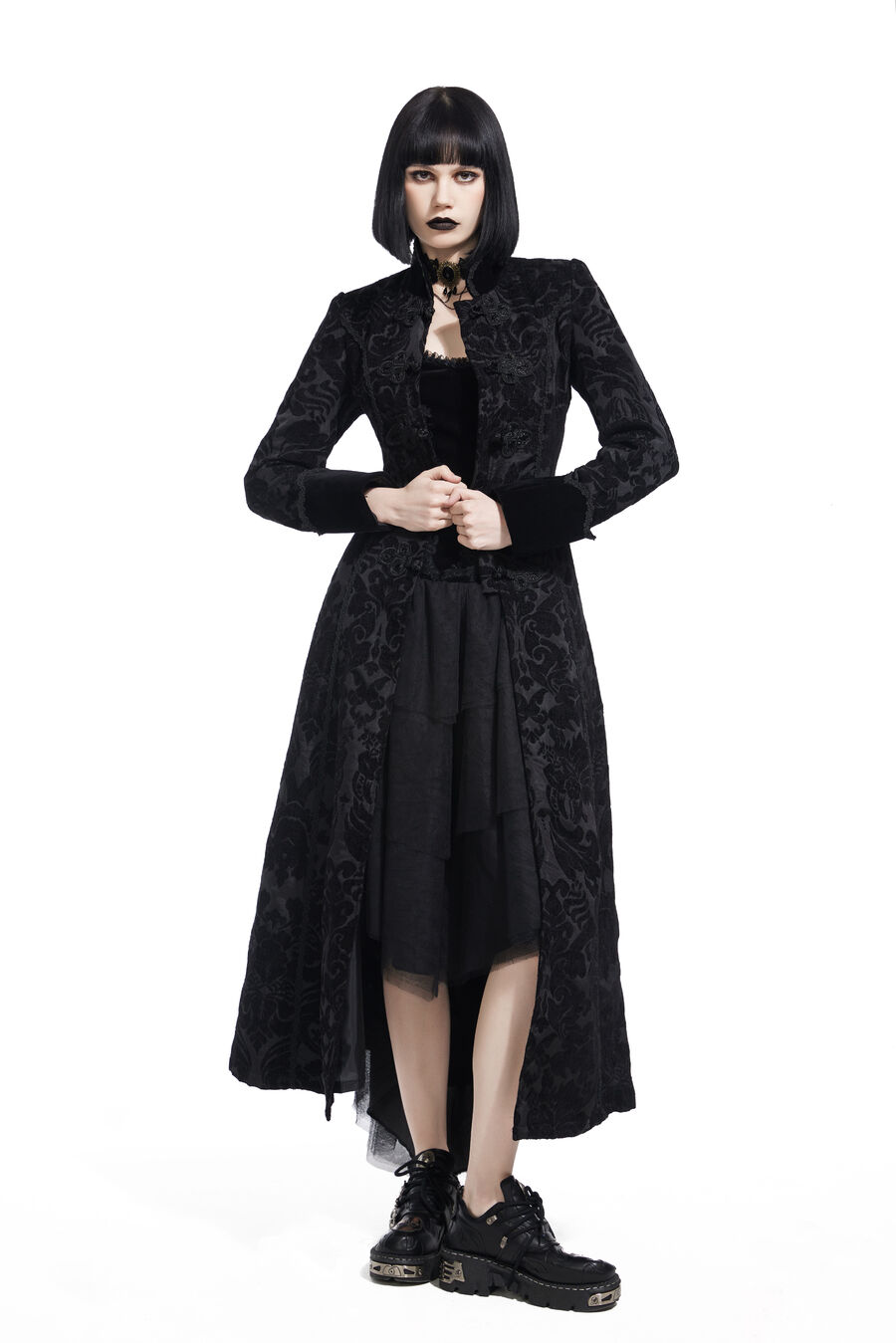 photo n°3 : Manteau long femme gothic brocard noir