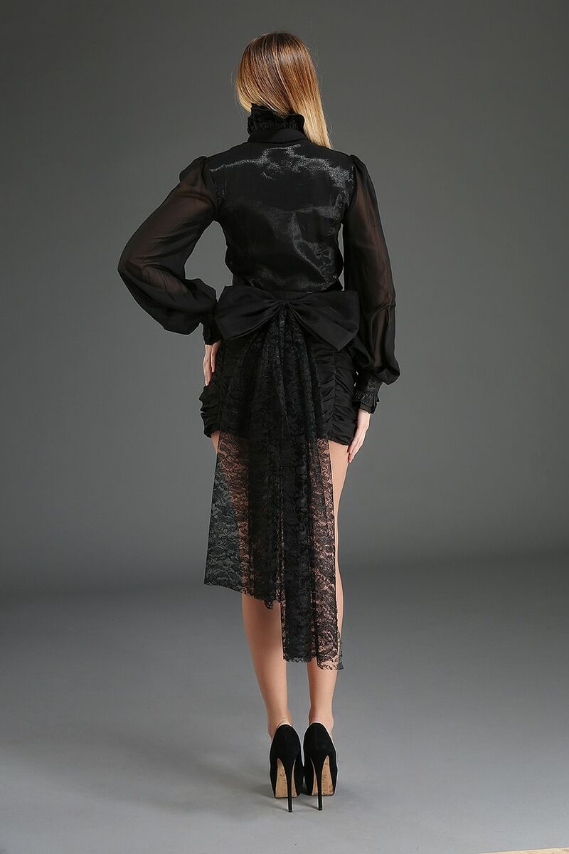 photo n°5 : Jupe gothique romantique à traine noir pour femme