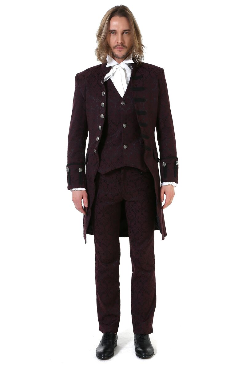 photo n°2 : Manteau Homme Gothique Aristocrate Victorie Brocard rouge