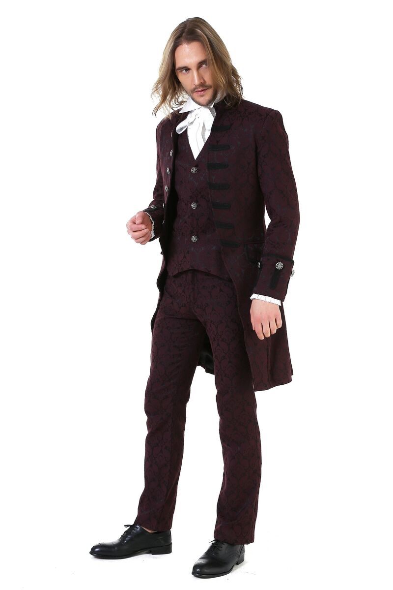 photo n°4 : Manteau Homme Gothique Aristocrate Victorie Brocard rouge