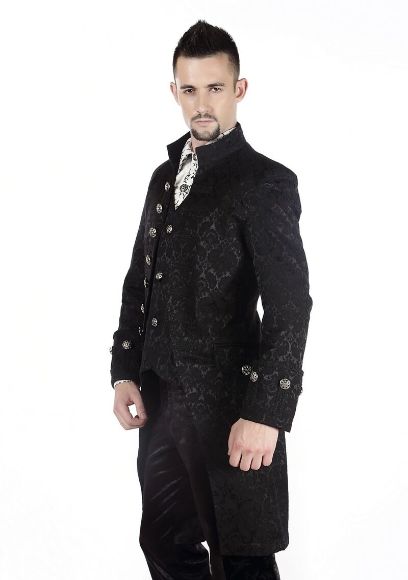 photo n°3 : Manteau Homme Gothique Aristocrate Victorien Brocard Noir