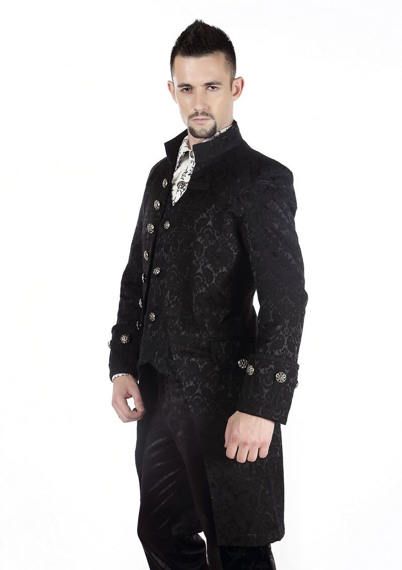 photo n°4 : Manteau Homme Gothique Aristocrate Victorien Brocard Noir