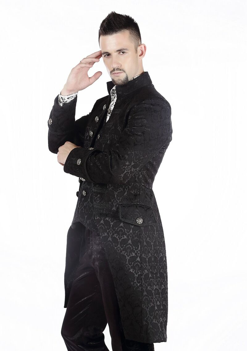 photo n°7 : Manteau Homme Gothique Aristocrate Victorien Brocard Noir