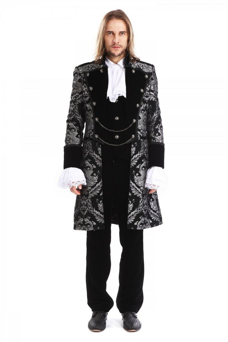 photo n°2 : Manteau royaliste gris en velours pour homme