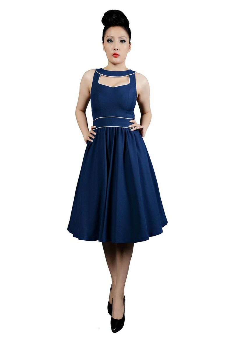 photo n°2 : Robe 50's rockroll rétro pin-up bleu marine