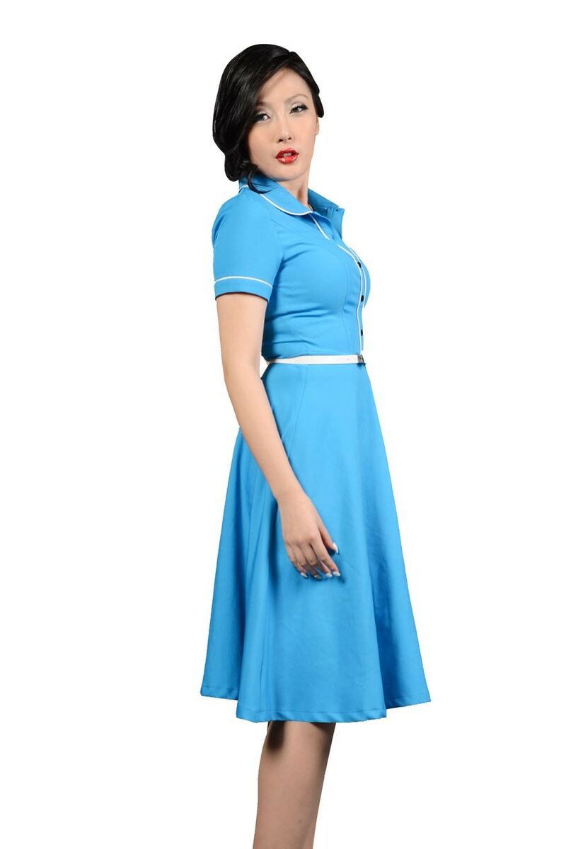 photo n°2 : Robe Chic Vintage 1950'S Rockabilly Bleu