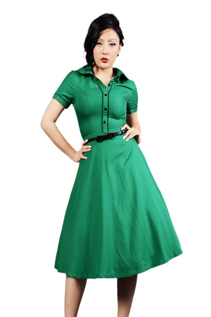 Robe Chic Vintage 1950'S Rockabilly Vert