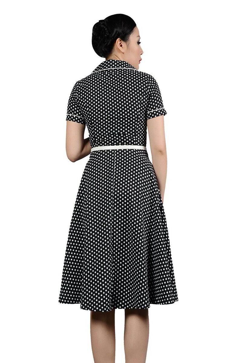 photo n°3 : Robe Chic Vintage1950's Noir Pois Polka Swing Rockabilly