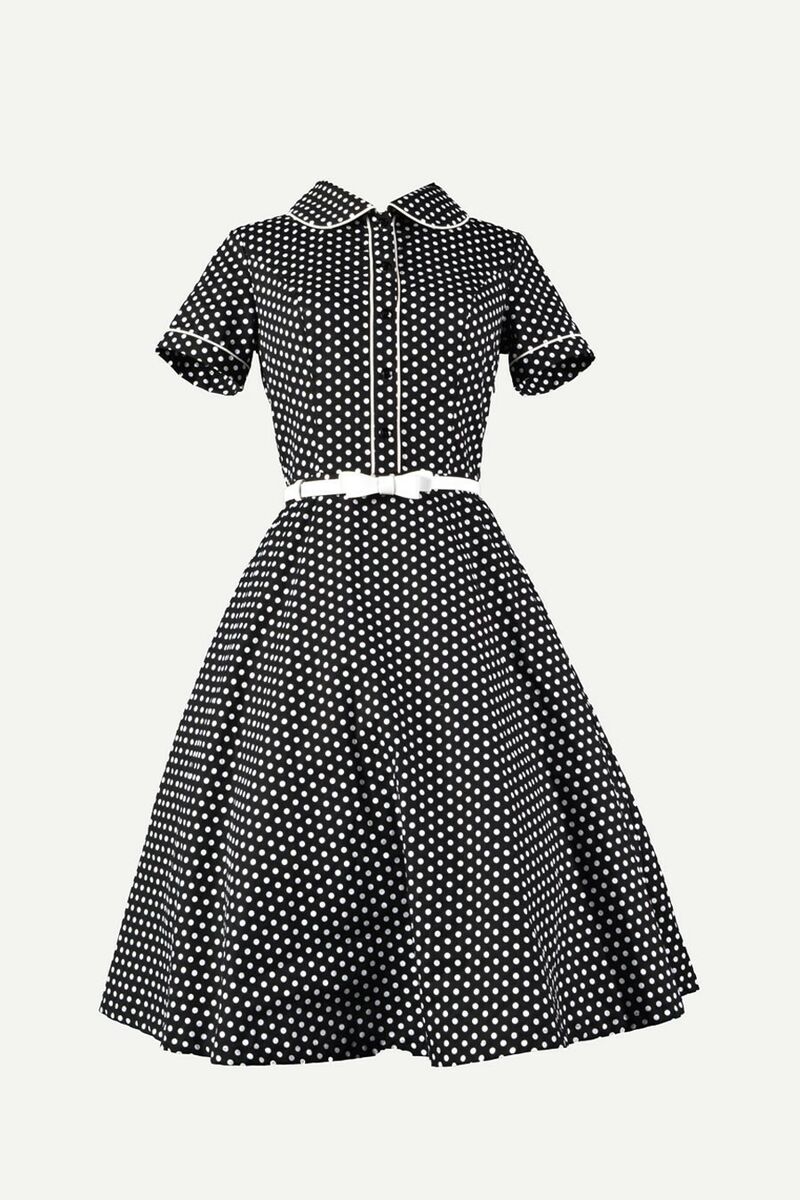 photo n°4 : Robe Chic Vintage1950's Noir Pois Polka Swing Rockabilly