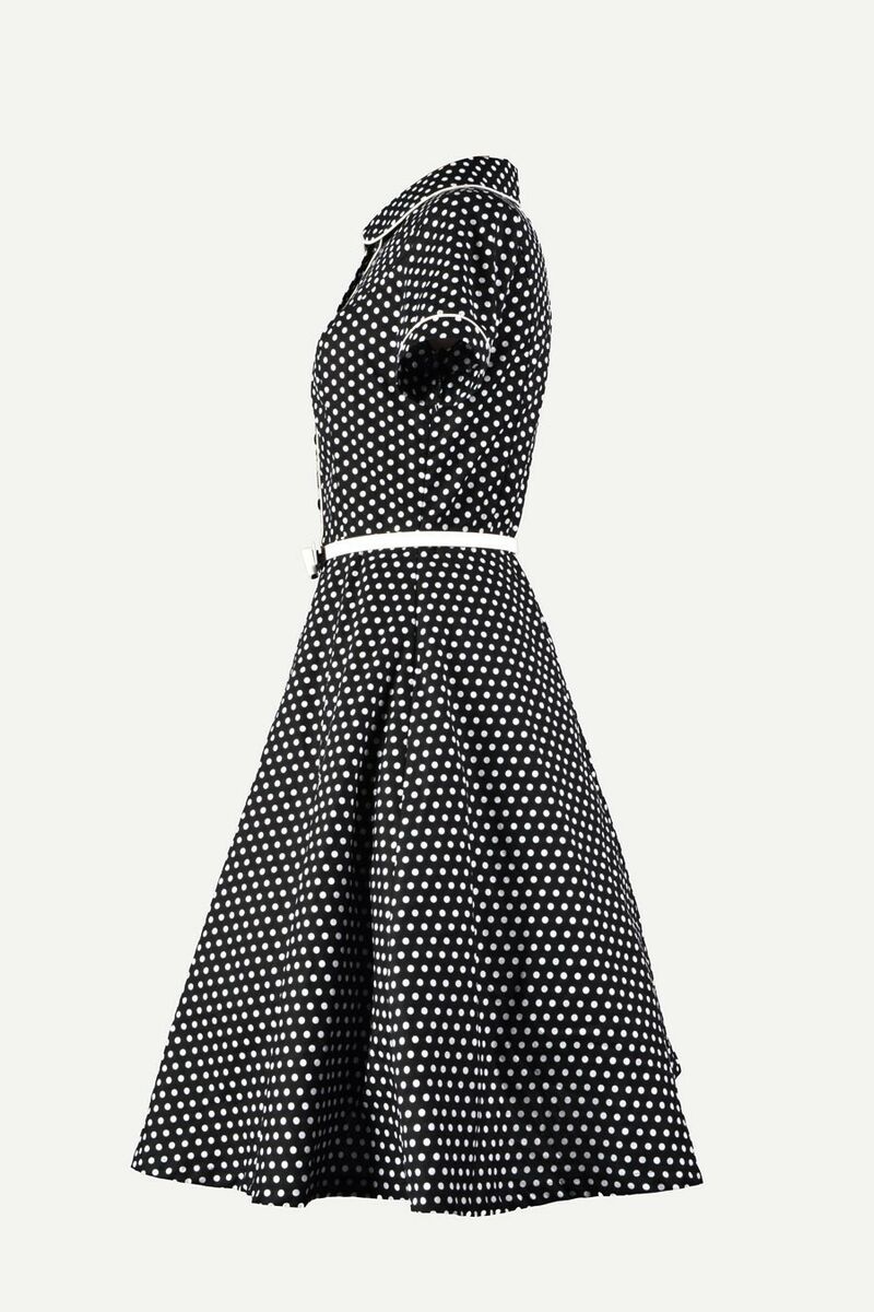 photo n°5 : Robe Chic Vintage1950's Noir Pois Polka Swing Rockabilly