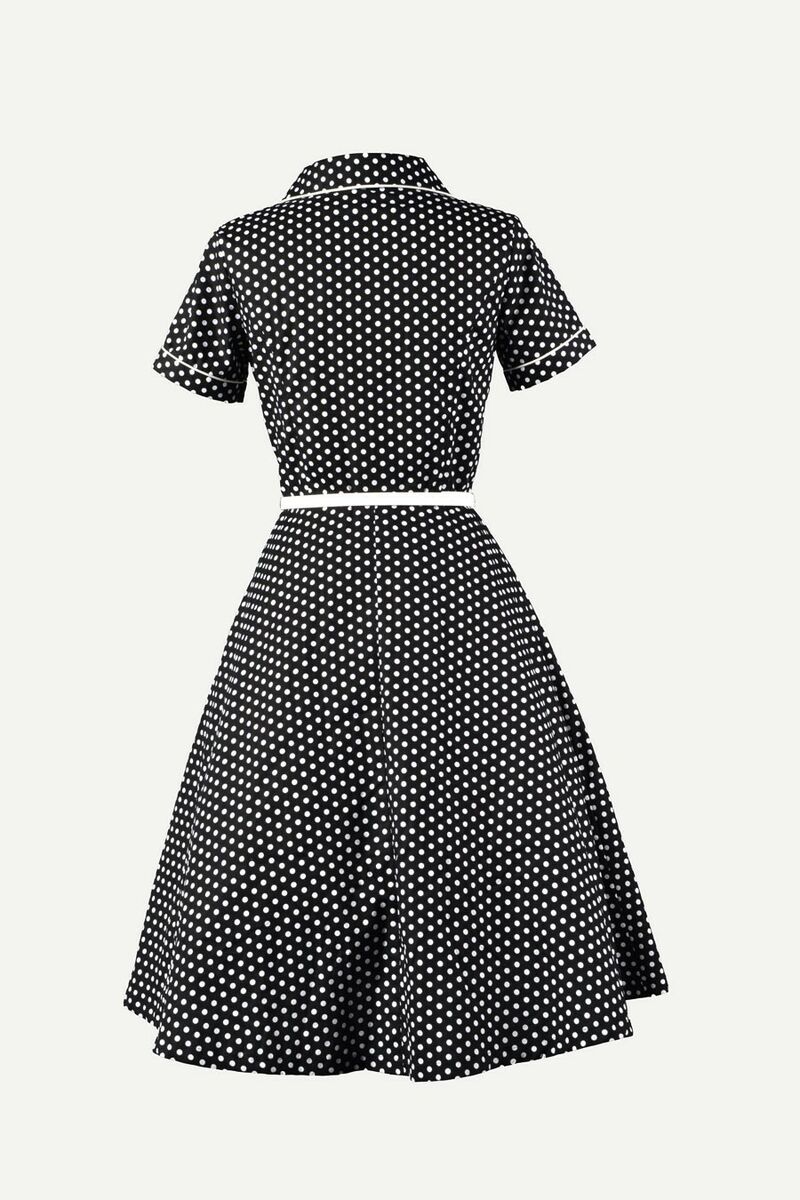 photo n°6 : Robe Chic Vintage1950's Noir Pois Polka Swing Rockabilly