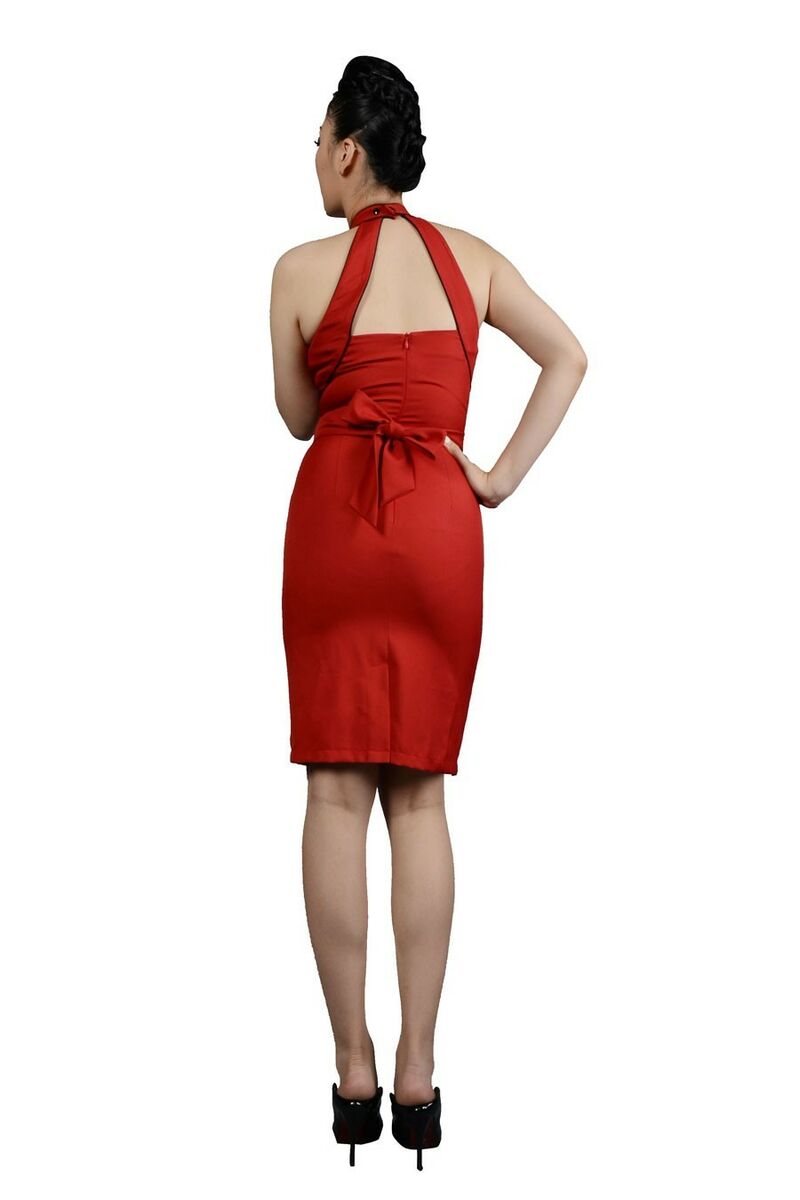 photo n°2 : Robe Crayon Pin-Up Rockabilly Noeud 50's Rouge