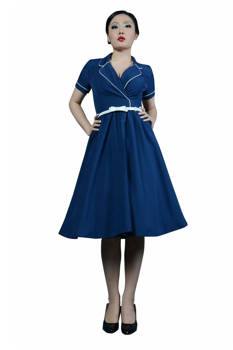 Robe Crayon Rockabilly 50's Bleu Marine