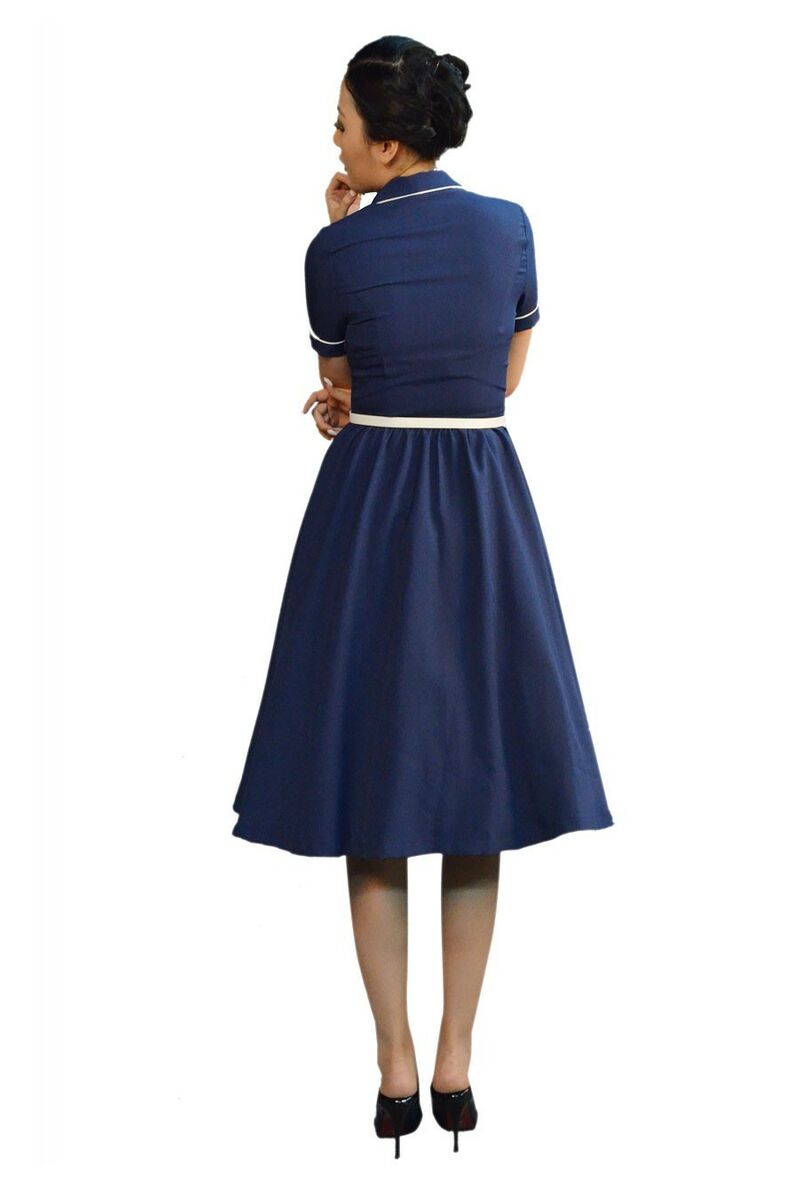 photo n°2 : Robe Crayon Rockabilly 50's Bleu Marine