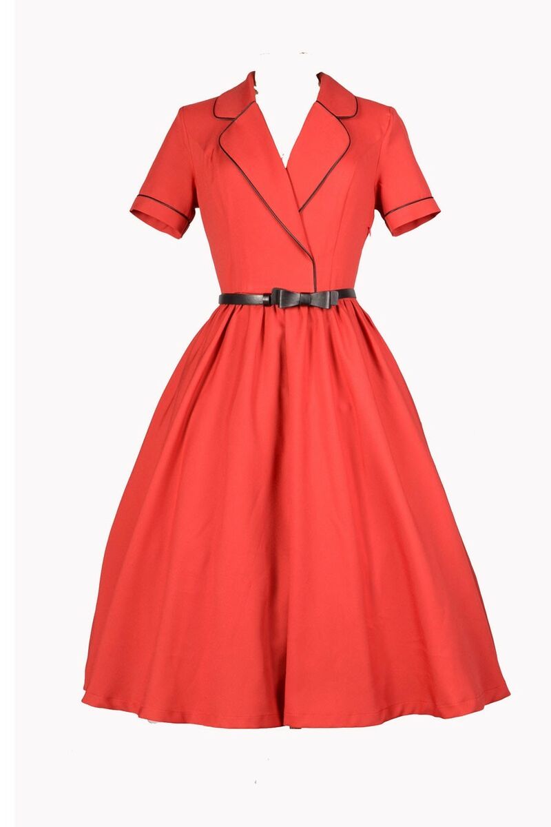 photo n°3 : Robe Crayon Rockabilly 50's Rouge