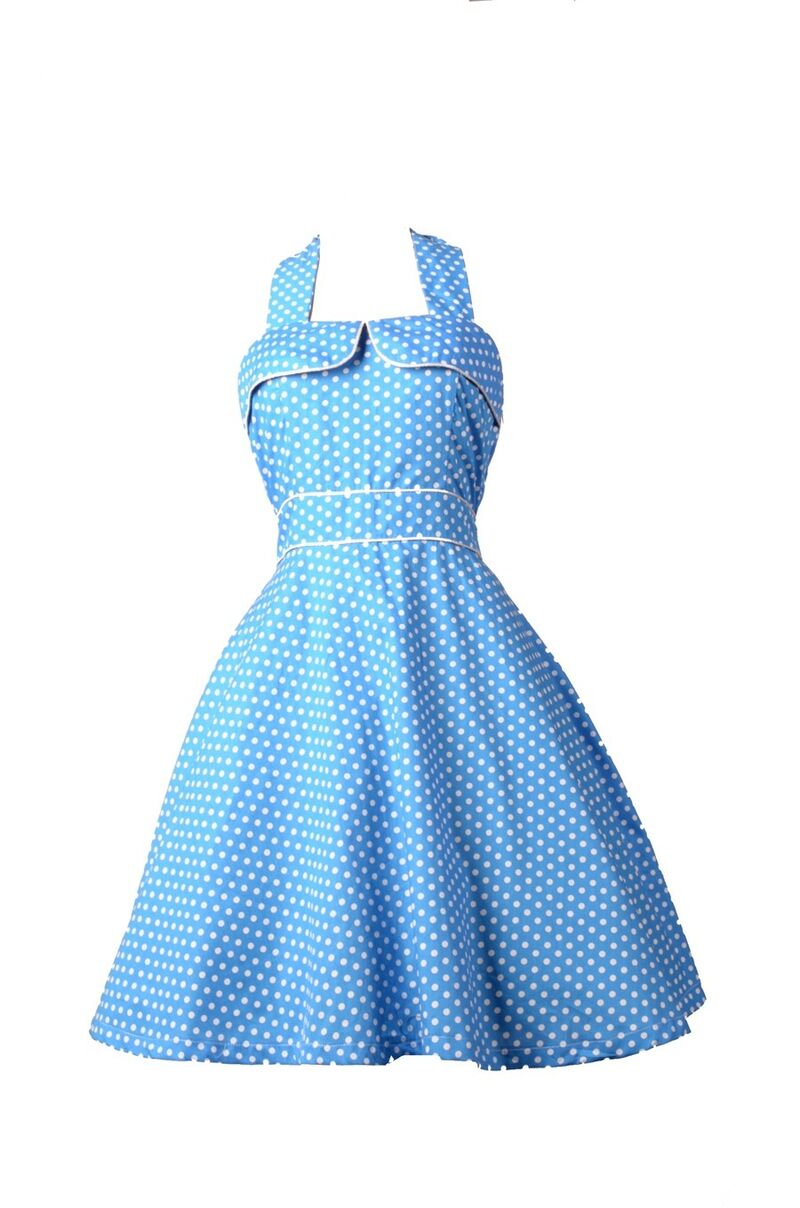 Robe Pin-Up Rockabilly 50's Rétro bleu à Pois