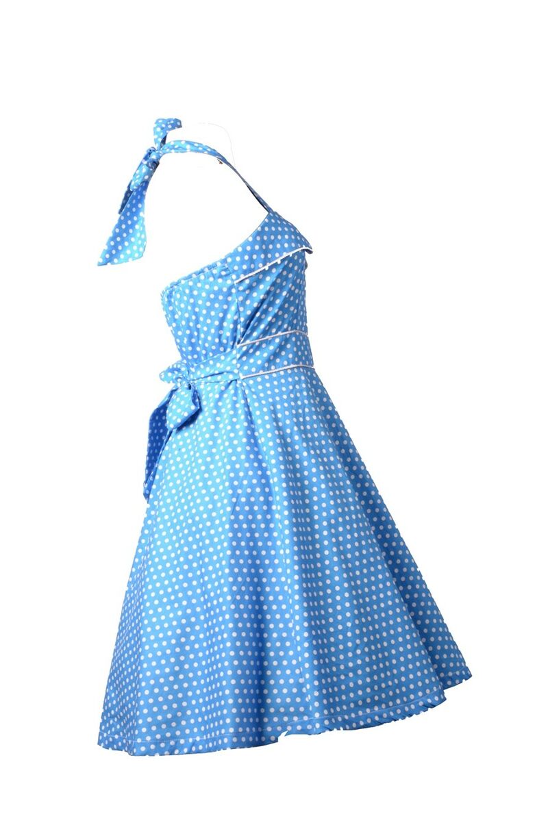 photo n°2 : Robe Pin-Up Rockabilly 50's Rétro bleu à Pois