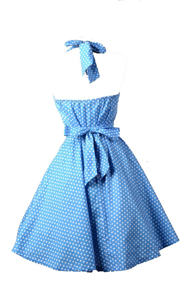 photo n°3 : Robe Pin-Up Rockabilly 50's Rétro bleu à Pois