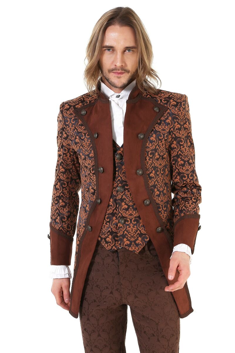 Veste aristocrate steampunk à brocard pour homme