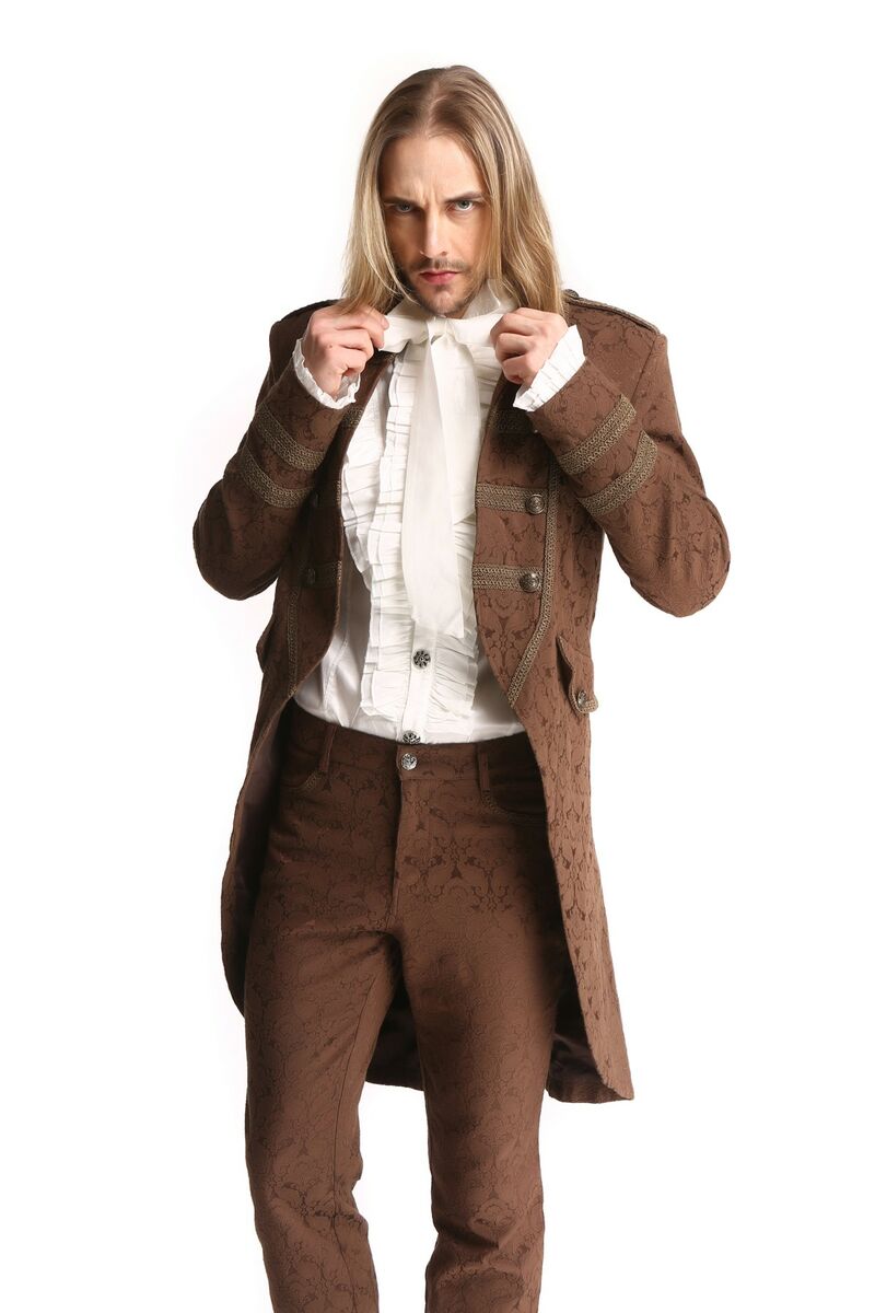 Veste steampunk gothique à brocard mi-long pour homme